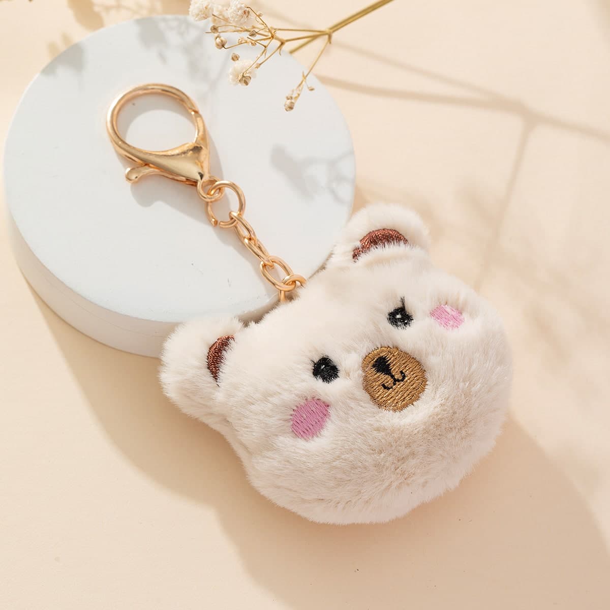 Sac accessoire Ours Joues Blush Beige, Accessoires Cadeau Décoration Pour Adolescentes Etudiantes Collégiennes Nouvelles Recrues Et Travailleurs